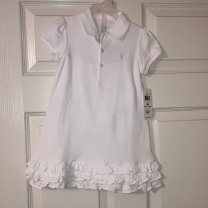 Brand new white & pink Ralph Lauren polo dress with ruffles!